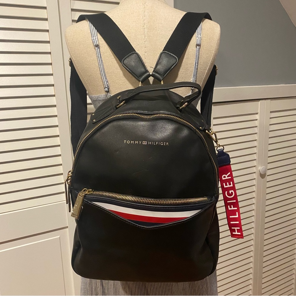 Tommy Hilfiger Black Fashion Leather Backpack Women